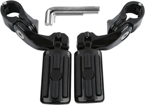 Miniatura 10 de TCT-MOTORPARTS Estriberas negras de 1/4 de pulgada y 1.25 pulgadas, estriberas ajustables para motocicleta en ángulo largo para Harley Touring Road