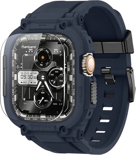 Miniatura 26 de amBand Bands - Funda protectora de pantalla compatible con Apple Watch Ultra 3/2/1 de 1.732 pulgadas, correa resistente M1 Sport Series y película