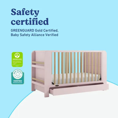 Miniatura 6 de Graco Read-with-Me - Cuna convertible 4 en 1 con cajón (Rosa con madera flotante) - Certificado GREENGUARD Gold. Se convierte en cama infantil, cama