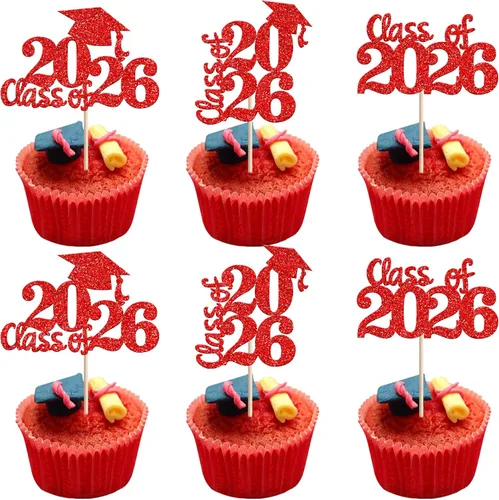 Miniatura 45 de 1 pieza de decoración para pastel de clase 2025 con purpurina, tapa de graduación 2025, decoración de pastel de felicitaciones para 2025, decoración