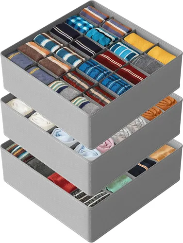 Miniatura 18 de SpaceAid Organizador Divisor de Cajón de Calcetines Paquete de 3, 64 Celdas Organizadores de Ropa Interior para Cómoda Armario Guardería