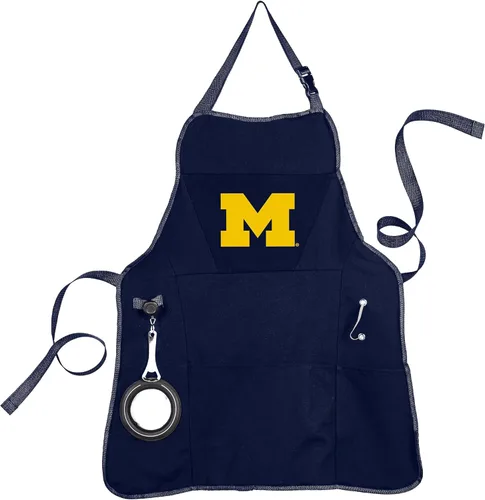 Miniatura 6 de Team Sports America Delantal de parrilla de la Universidad de Michigan Abrebotellas y soporte aislado para bebidas Correas ajustables