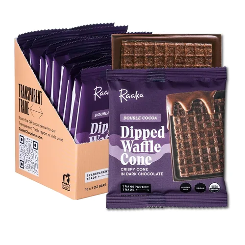 Miniatura 8 de Raaka Barra de cono de gofres de chocolate, juego de cono de gofre en chocolate negro Chocolate negro gourmet de grano a barra Orgánico, vegano
