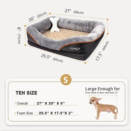 Miniatura 2 de Cama Joyself ortopédica de espuma viscoelástica con cubierta lavable extraíble para perro y juguetes con sonido de regalo, Gris