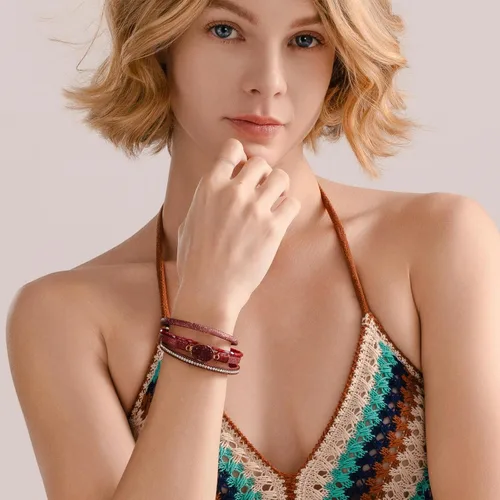 Miniatura 148 de FANCY SHINY - Pulsera de cuero estilo bohemio, pulsera de cuentas de cristal con cierre magnético, regalos de joyería para mujer