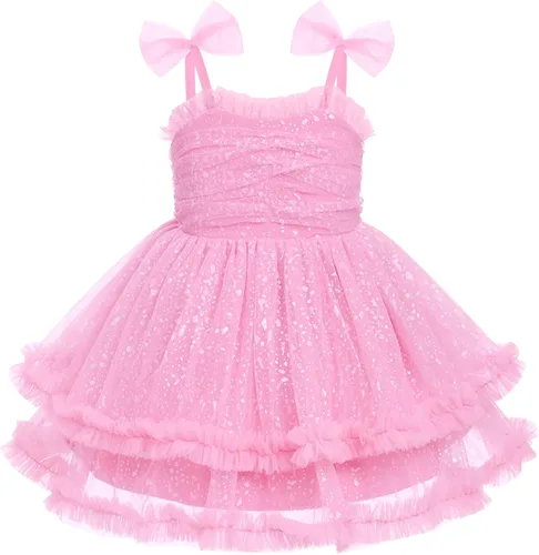 Miniatura 184 de IMEKIS Vestido de princesa de cumpleaños para niña pequeña, confeti brillante, bohemio, arco iris, pastel, sesión de fotos, traje para 1-6T