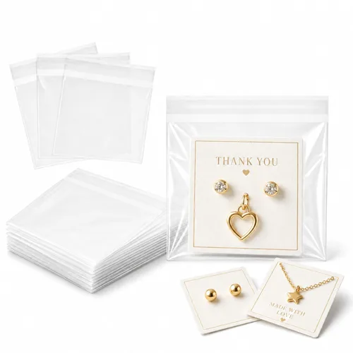 Miniatura 23 de 200 bolsas transparentes de celofán para panadería autosellables de 3x5-1.4 mils de grosor, bolsas pequeñas de plástico adhesivo OPP para galletas