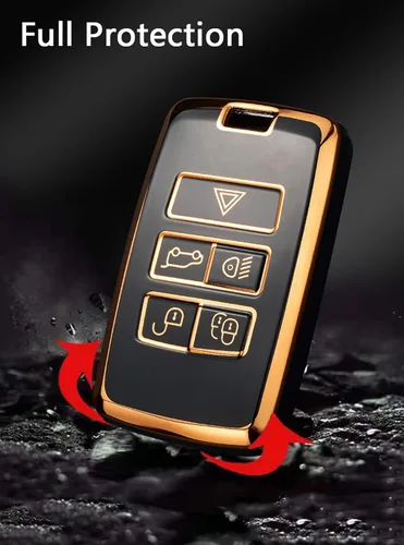 Miniatura 4 de SANRILY Funda para llavero de TPU con borde dorado para Land Range Rover Discovery Rover Sport 2018 2019 y Jaguar XF 2021, accesorios para llaves