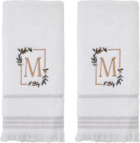 Miniatura 37 de SKL Home Toalla de baño casual con monograma, S, 28 x 54 pulgadas, color blanco