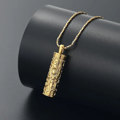 Miniatura 61 de Collar de urna de girasol para cenizas, collar de barra cilíndrica para cenizas para mujer, colgante de recuerdo para cenizas, joyería de cremación