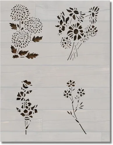 Flowers Floral Roses Flower Pattern 13 Stencil Template Reusable for Painting on Walls, Wood, Arts and Crafts (769) - 5.5 x 8.5 Inches