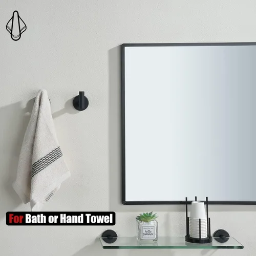 Miniatura 4 de JQK TH100-PB-P4 - Gancho negro para toallas de baño, cocina, garaje, montaje en la pared (paquete de 4), acero inoxidable 304 negro mate, TH100-PB-P4