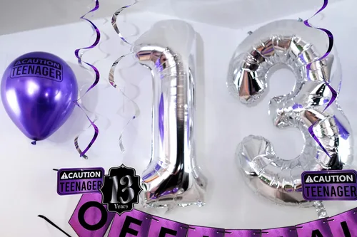 Miniatura 6 de Divertido paquete oficial de fiesta de cumpleaños de 13 años para adolescente, decoraciones de cumpleaños 13 para él o ella, suministros de fiesta