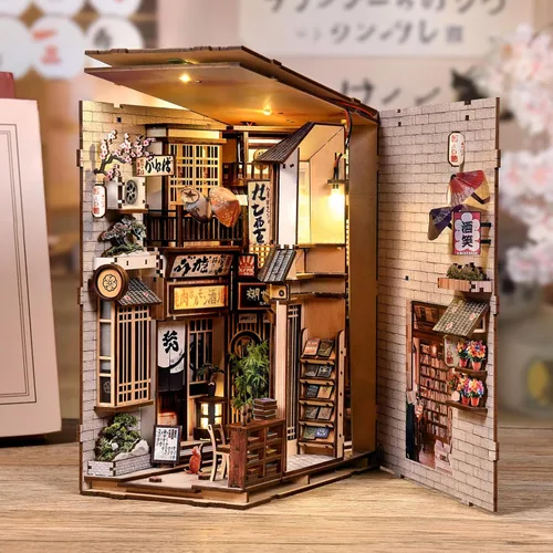 Miniatura 4 de Kit de rincón de libros, kit de casa de muñecas en miniatura, japonés para adultos y adolescentes, decoración de estantería de casa pequeña