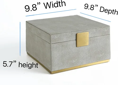 Miniatura 3 de Ivory Shagreen - Organizador decorativo cuadrado para decoración del hogar, joyero de almacenamiento de piel sintética, accesorios para hombres