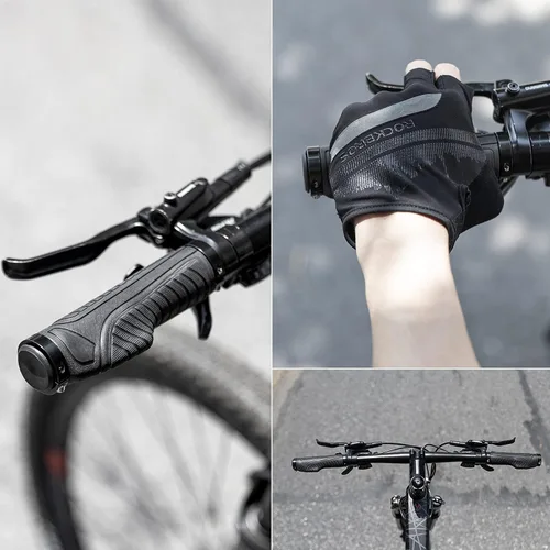 Miniatura 5 de ROCKBROS Empuñaduras de bicicleta de montaña, empuñaduras para manillar de bicicleta, doble abrazadera de aluminio para MTB BMX, extremos de barra
