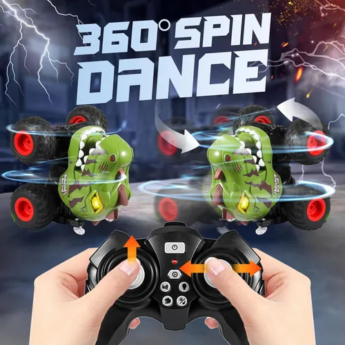 Miniatura 4 de BEZGAR Juguetes de Camiones Monstruo - Camión Monstruo de Control Remoto con Aspersión, Luz, Música, Juguetes de Dinosaurios para Niños, Camión RC a