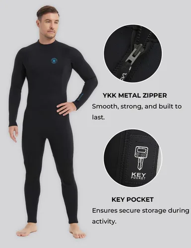 Miniatura 3 de Trajes de neopreno Lemorecn para hombre de 3/2 mm, traje de buceo de cuerpo entero Cremallera trasera de 0.118 in para hombre