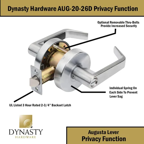 Miniatura 3 de Dynasty Hardware AUG-26D - Palanca de servicio comercial (grado 2, ADA, acabado cromado satinado), AUG-20-26D Cromo satinado