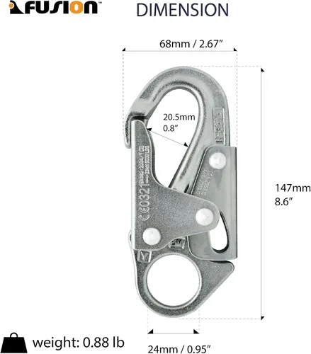 Miniatura 2 de Fusion Climb Maxi-2 Gancho de acero al carbono de alta resistencia forjado a presión, oro, universal (FP-6013-5-HS-GLD)
