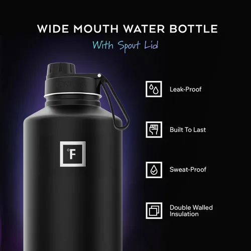 Miniatura 2 de IRON °FLASK Frasco de hidratación para acampar y senderismo con boquilla, botella de agua deportiva de acero inoxidable con aislamiento de boca