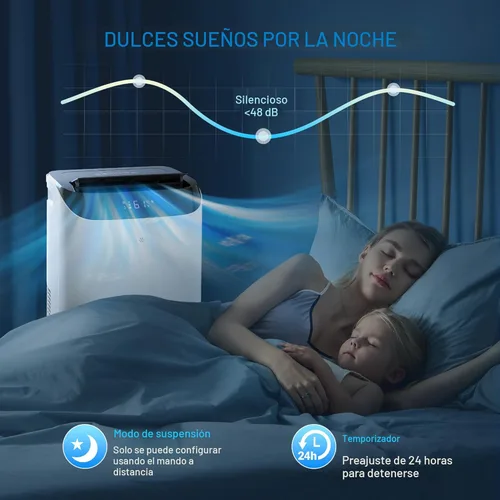 Miniatura 6 de Aire acondicionado portátil de 14000 BTU con control remoto, unidad de aire acondicionado de refrigeración independiente 3 en 1 con ventilador