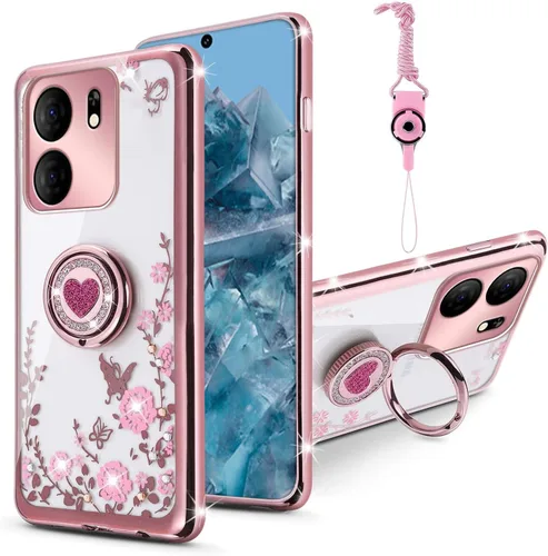 Miniatura 19 de Funda para Xiaomi Mi 11 Lite 4G/5G, cubierta protectora de TPU suave con cristal de purpurina con soporte de anillo 360, púrpura brillante Purpura