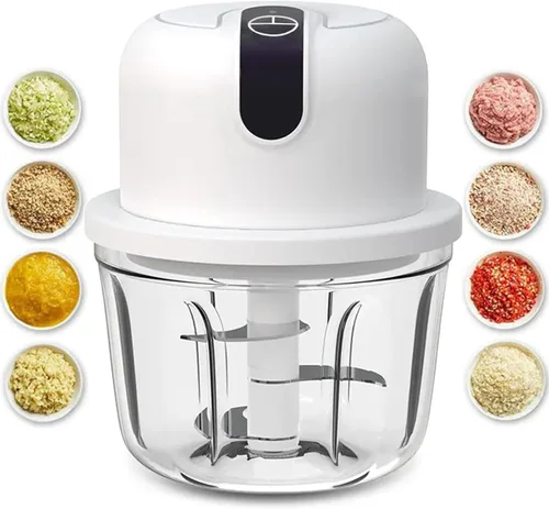 Picadora de ajo eléctrica de 350 ml, picadora portátil de verduras, trituradora de ajo y aplastador de cebolla, licuadora para verduras, procesador