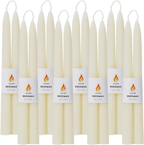 Miniatura 13 de 8 velas cónicas de cera de abeja, velas naturales hechas a mano de 9 pulgadas, sin goteo y sin humo, 9 horas de tiempo de combustión crudo