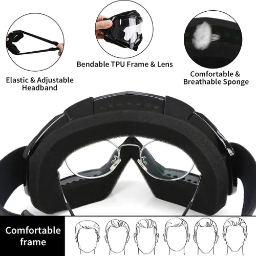 Miniatura 4 de JAMIEWIN - Gafas de motocross ATV para bicicleta de tierra, motocicleta, UTV MX OTG, gafas para carretera fuera de pista, lentes transparentes anti