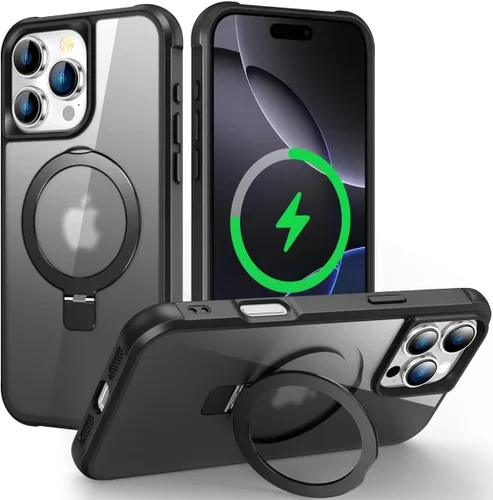 Miniatura 155 de CHAOFEnG Funda magnética compatible con iPhone 11 con soporte, prueba de caídas de grado militar, compatible con imán, anillo translúcido, parte