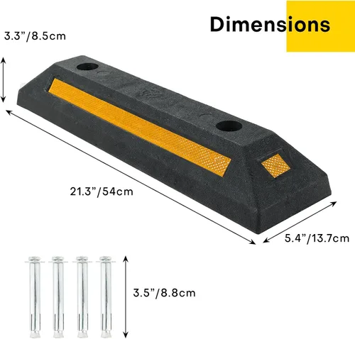 Miniatura 2 de Paquete de 2 bloques de guía de estacionamiento de goma Bloques de estacionamiento negros resistentes guía de estacionamiento con rayas