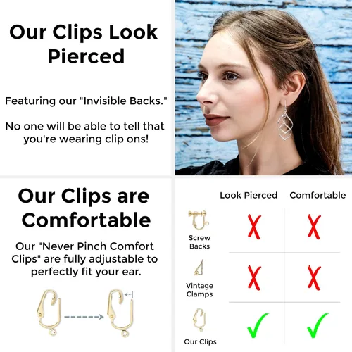 Miniatura 4 de Aloha Earrings Pendientes colgantes de clip sin perforaciones en tono dorado