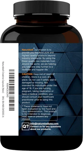 Miniatura 2 de NatureBell Cápsulas de monohidrato de creatina de 5,000 mg por porción, 500 unidades Píldoras de creatina micronizadas y sin sabor Soporte