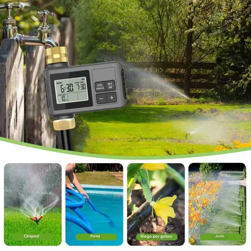 Miniatura 8 de Sistema de riego por goteo de 60 pies con temporizador de agua - Kit de riego automático de jardín con manguera flexible de 360° y boquillas