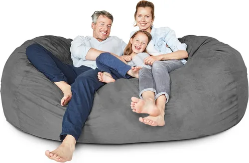 Lumaland - Lujoso puf gigante de 2,1 m con funda de microgamuza, ultra suave, relleno de espuma, lavable, XXL, para niños, adolescentes, adultos,