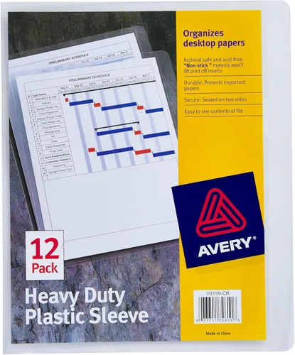 Avery, carátulas plásticas resistentes, polipropileno, tamaño carta, 12 unidades por paquete (72611)