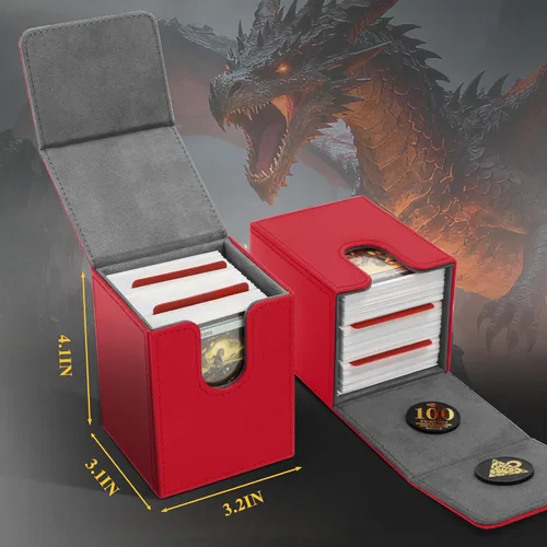 Miniatura 5 de Caja para barajas de cartas UAONO para cartas Yugioh MTG, caja de cubierta de 100+ con 2 divisores compatible con TCG CCG, caja de almacenamiento