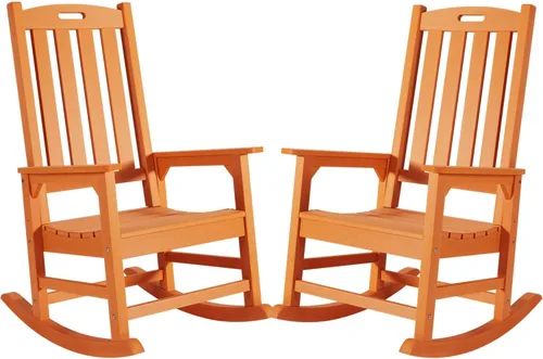 Miniatura 8 de Psilvam Mecedora de gran tamaño para exteriores, con asiento de 21 pulgadas de ancho y respaldo de 32 pulgadas de alto, premontada con la mayoría