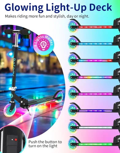 Miniatura 2 de BELEEV V1 Patinetas para niños, patineta plegable de 2 ruedas para niños y niñas, 3 alturas ajustables, ruedas iluminadas, patineta ligera