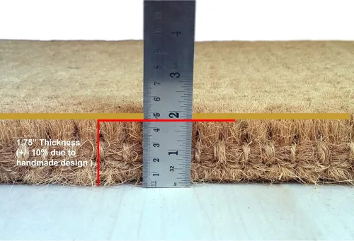 Miniatura 8 de Tapete de fibra de coco natural, para puerta de entrada, rectangular, resistente, para patio, atrapador de suciedad antideslizante, decoración