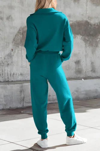 Miniatura 44 de PRETTYGARDEN Conjunto de suéter de 2 piezas para mujer, sudadera con cremallera, pantalones deportivos, ropa casual