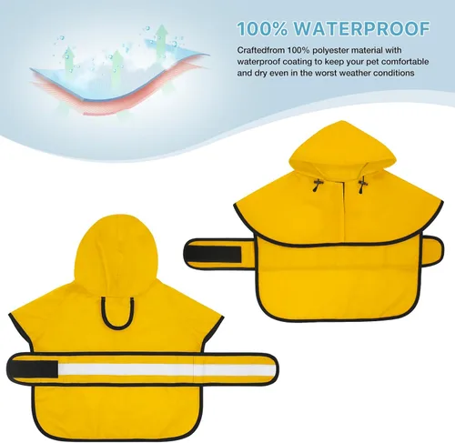 Miniatura 3 de Impermeable con Capucha para Perro de Moda con Agujero para Correa - Chaqueta Impermeable Reflectante para Perro Impermeables Ajustables para Perros