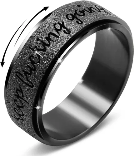 Anillo antiestrés de titanio, de acero inoxidable para la ansiedad, tamaño 6-12, ancho 6 mm, 5 colores, para mujeres y hombres oro rosa, arco iris,