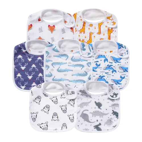 Miniatura 10 de Paquete de 7 baberos absorbentes de algodón para bebés para babear la dentición