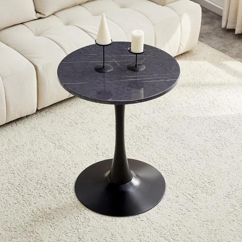 Miniatura 21 de Mesa de comedor redonda de madera para espacios pequeños, mesas de tulipanes de 24 pulgadas con base de pedestal de metal, mesa de bistró para 2