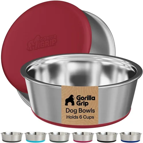 Miniatura 38 de GORILLA GRIP Tazones para perros, acero inoxidable 304 de grado alimenticio, capacidad para 2 tazas cada uno (16 onzas líquidas) para alimentos