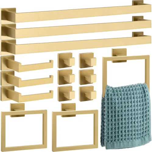 Miniatura 18 de Gisafai Juego de 15 piezas de accesorios de baño negros de 23.6 pulgadas, kit de barra de toalla de baño de acero inoxidable, toalleros, ganchos