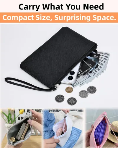 Miniatura 4 de Paquete de 2 pequeñas bolsas de maquillaje con cremallera para bolso, lápiz labial, organizador de maquillaje de viaje para mujeres, productos Negro