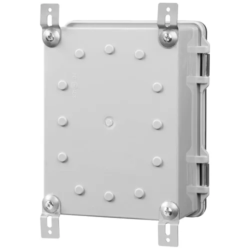 Miniatura 2 de Co. ABS 6.6" x 8.7" x 4.3" impermeable IP67 caja electrónica con bisagras con placa de montaje, soporte, cubierta de plástico y clips